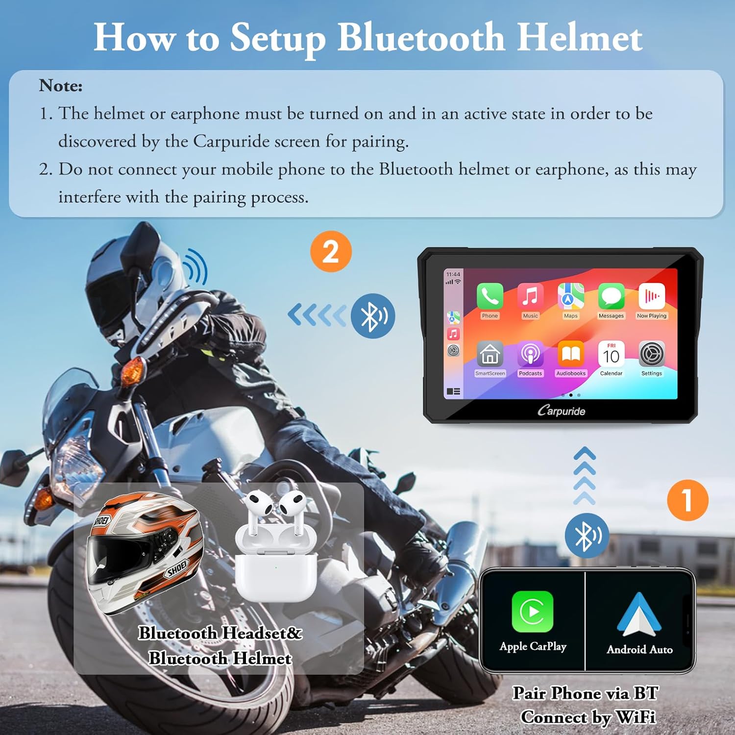 Thumbnail 2 de Carpuride W702 7-inch Motorcycle GPS