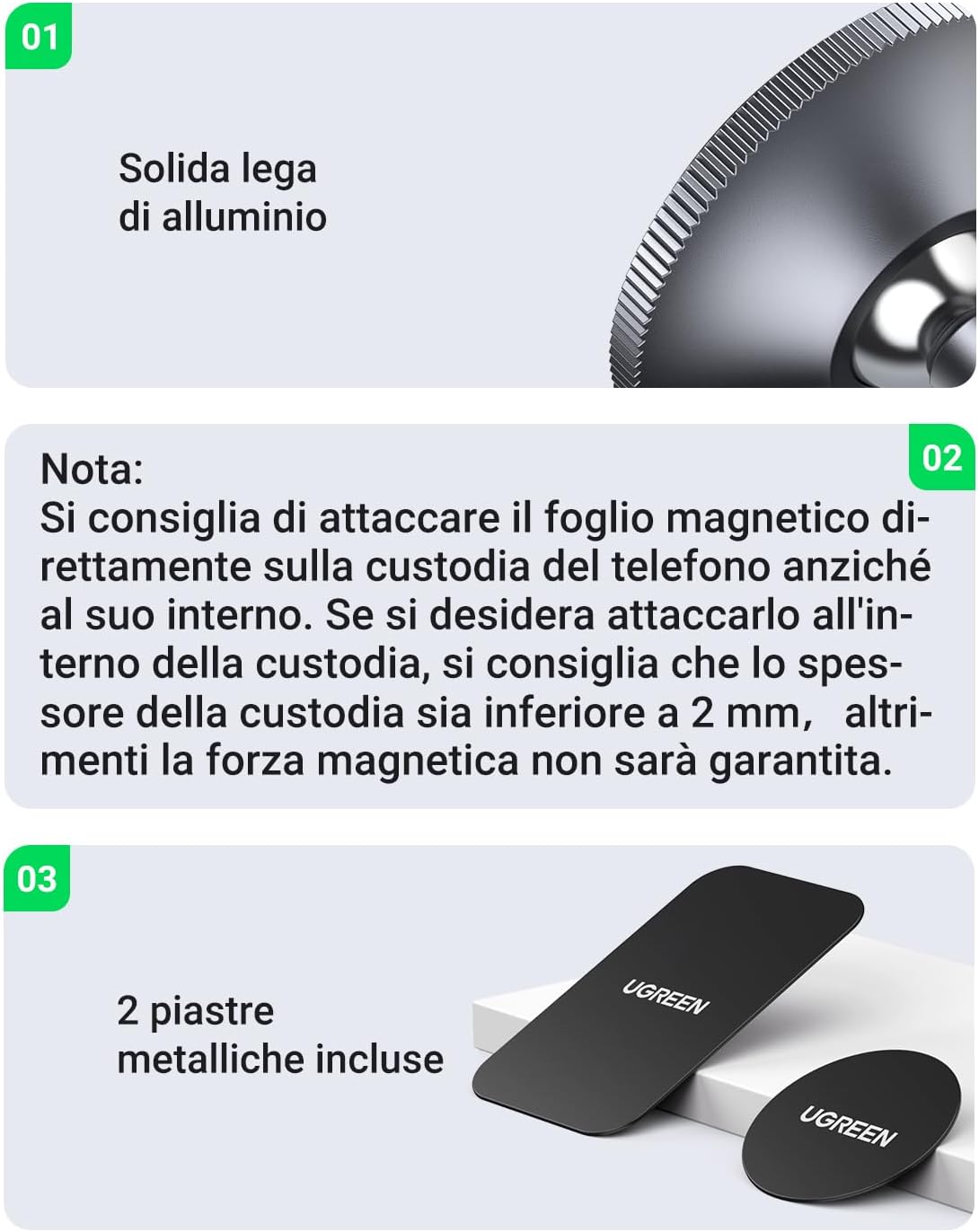 Detalle de UGREEN Supporto Magnetico 2 in 1 per auto