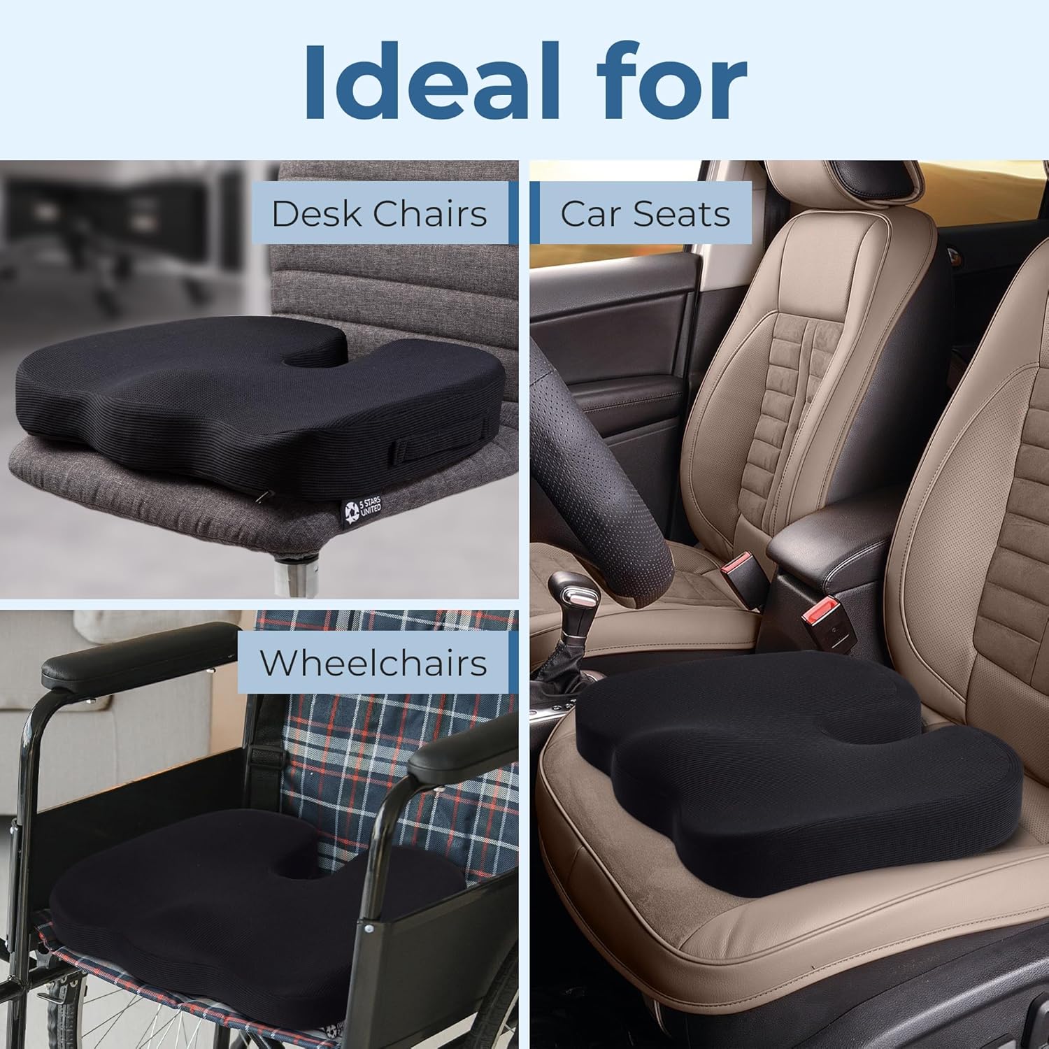 Thumbnail 4 de Seat Cushion for Office Chairs Tailbone Coccyx Pain Relief
