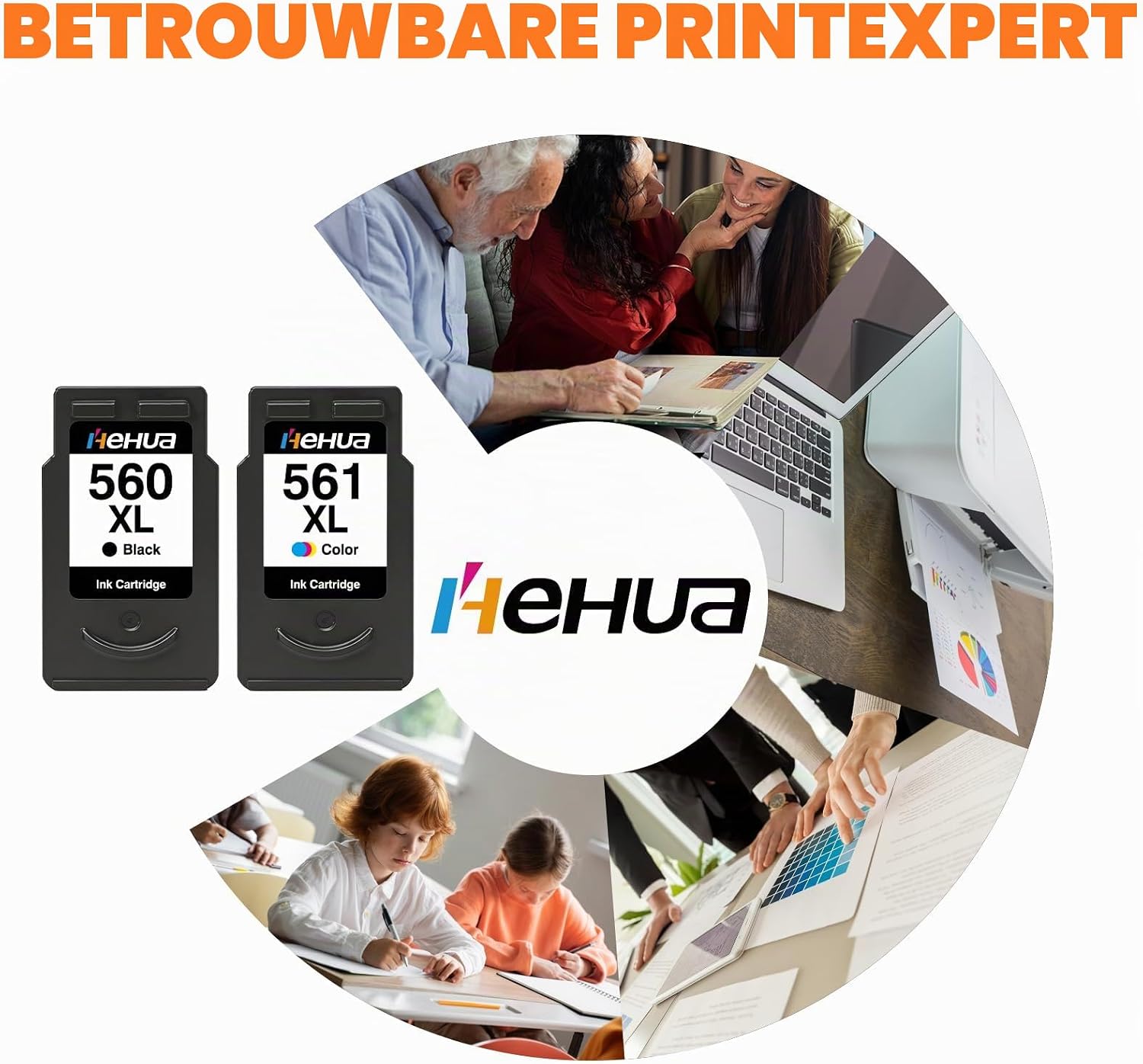 Detalle 1 de hehua 560 cartouches compatibele XL-inktcartridges PG-560XL en CL-561XL