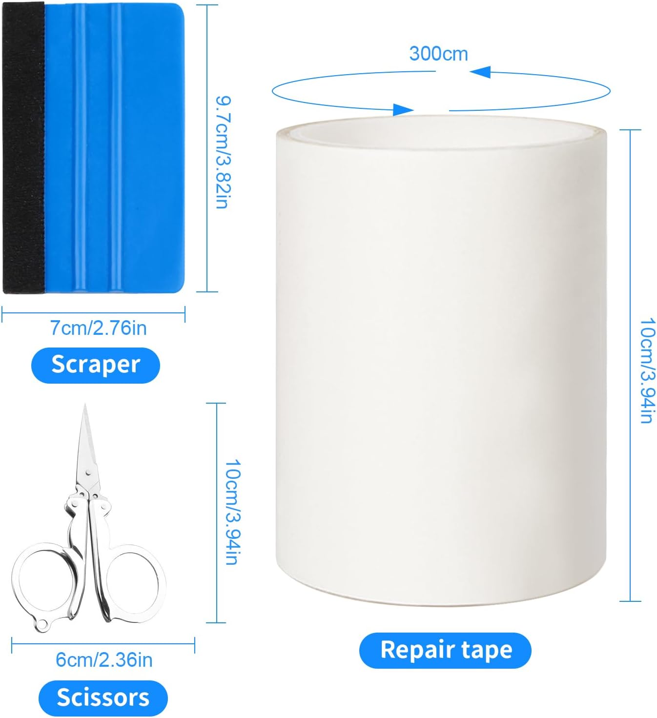 Thumbnail 6 de TAIANJI Pool Repair Kit 10 x 300cm: Waterproof TPU Patches with Scraper & Scissors