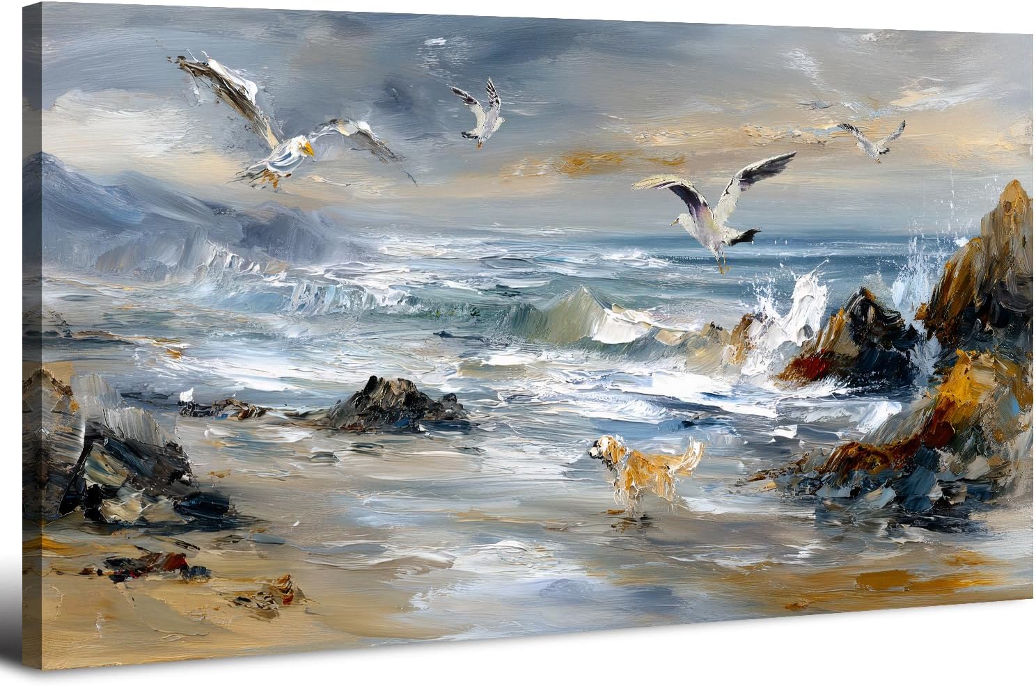 Ozean Strand Leinwand Wandkunst 50,8 × 101,6 cm – Maritimes Küstenbild für Wohnzimmer und Schlafzimmer