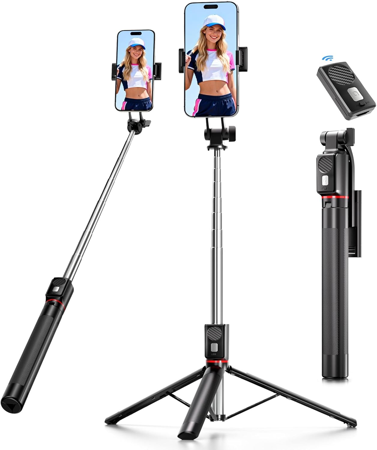 Detalle de Treppiede Smartphone e Bastone Selfie 170 cm: Stabilità potenziata e versatilità per foto e video