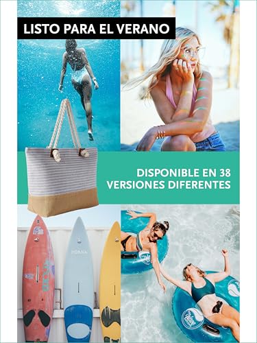Detalle de DonDon Grande Bolsa de playa repelente al agua con cremallera a rayas gris