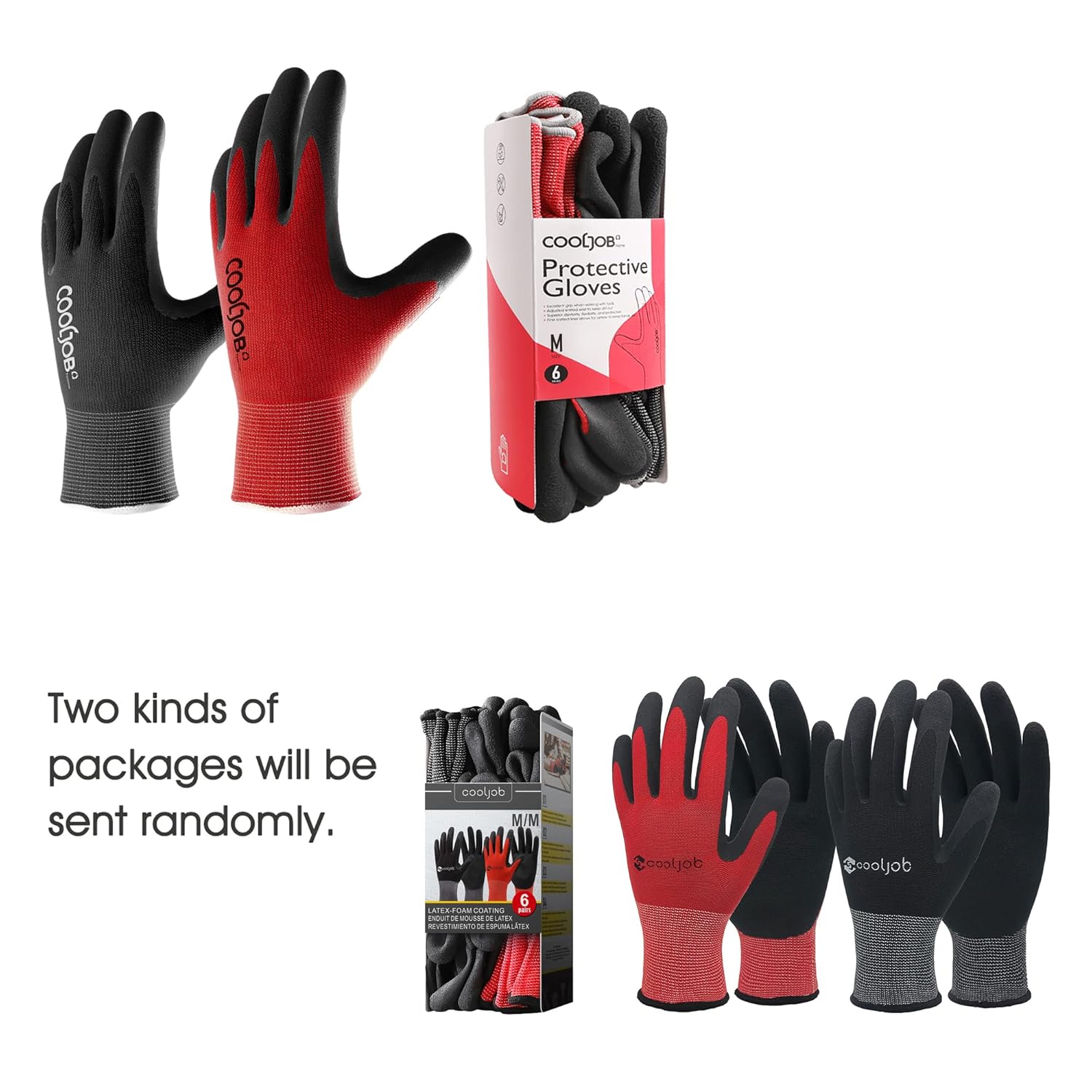 Thumbnail 3 de COOLJOB Gardening Gloves for Men: 6 Pairs of Durable Rubber-Coated Work Gloves with Half Dozen Pack