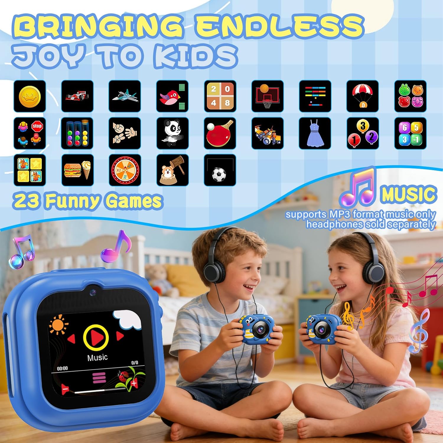 Thumbnail 4 de Kids Camera: Dual-Camera Smart Toy for Creative Learning and Fun (Blue)