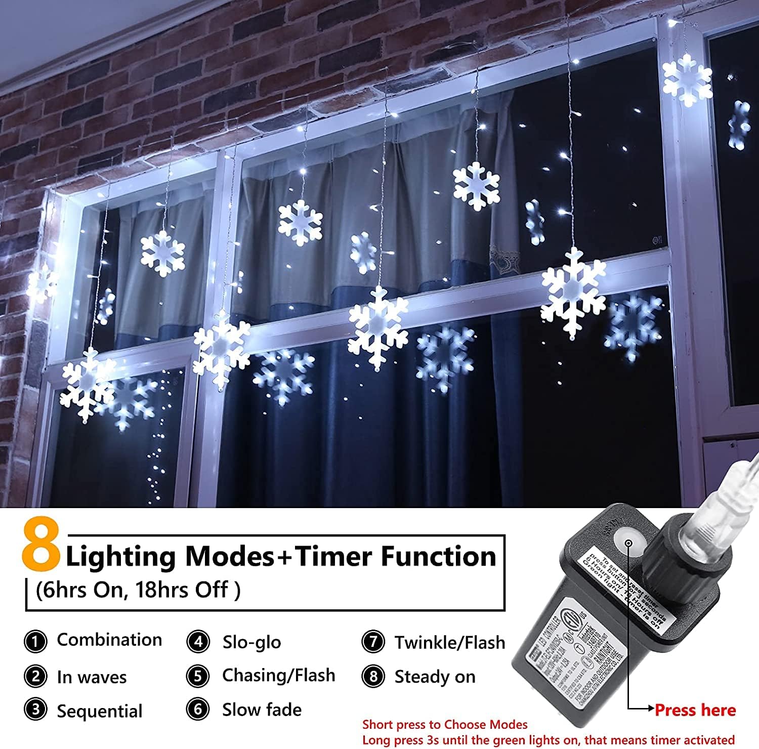 Detalle 2 de Snowflake Christmas Lights with 168 LEDs