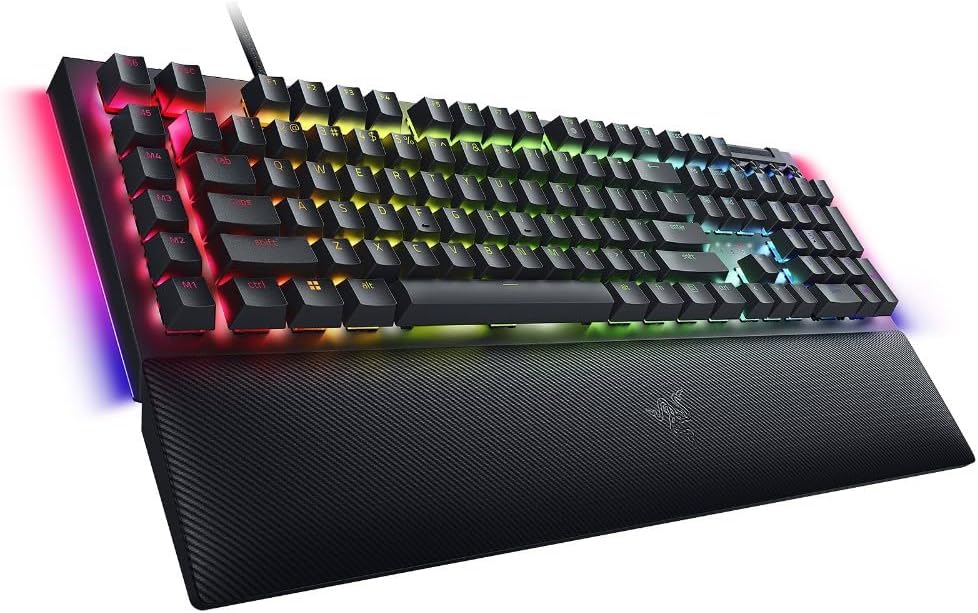Detalle de Razer BlackWidow V4 Mechanische Gaming-Tastatur – FR-Layout, grüne Schalter, RGB Chroma, 6 Makro-Tasten, ABS-Tasten, Schwarz