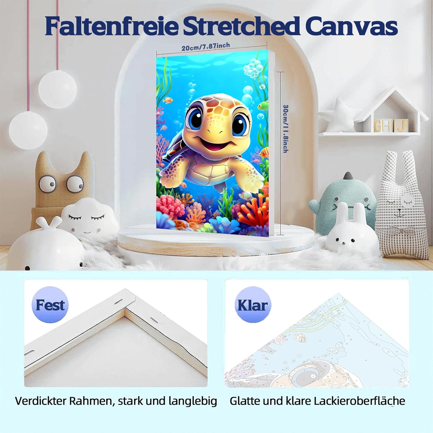Detalle de Pujeknm Schildkröte – Malen nach Zahlen für Kinder ab 5 Jahren (20x30 cm, mit Rahmen, Holzstaffelei)