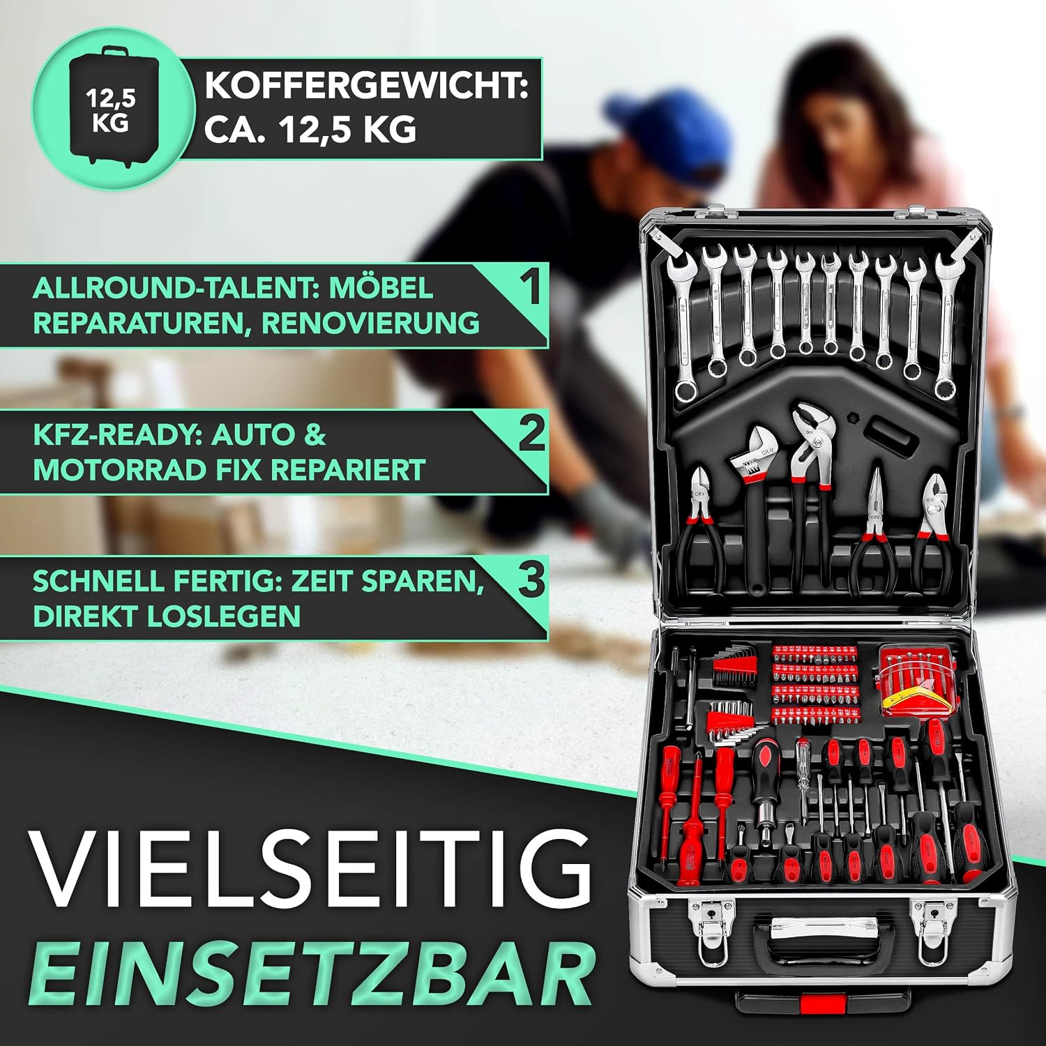 Thumbnail 5 de TRESKO Werkzeugkoffer 1400-teilig mit Trolley & Chrom-Vanadium-Stahl (silber)