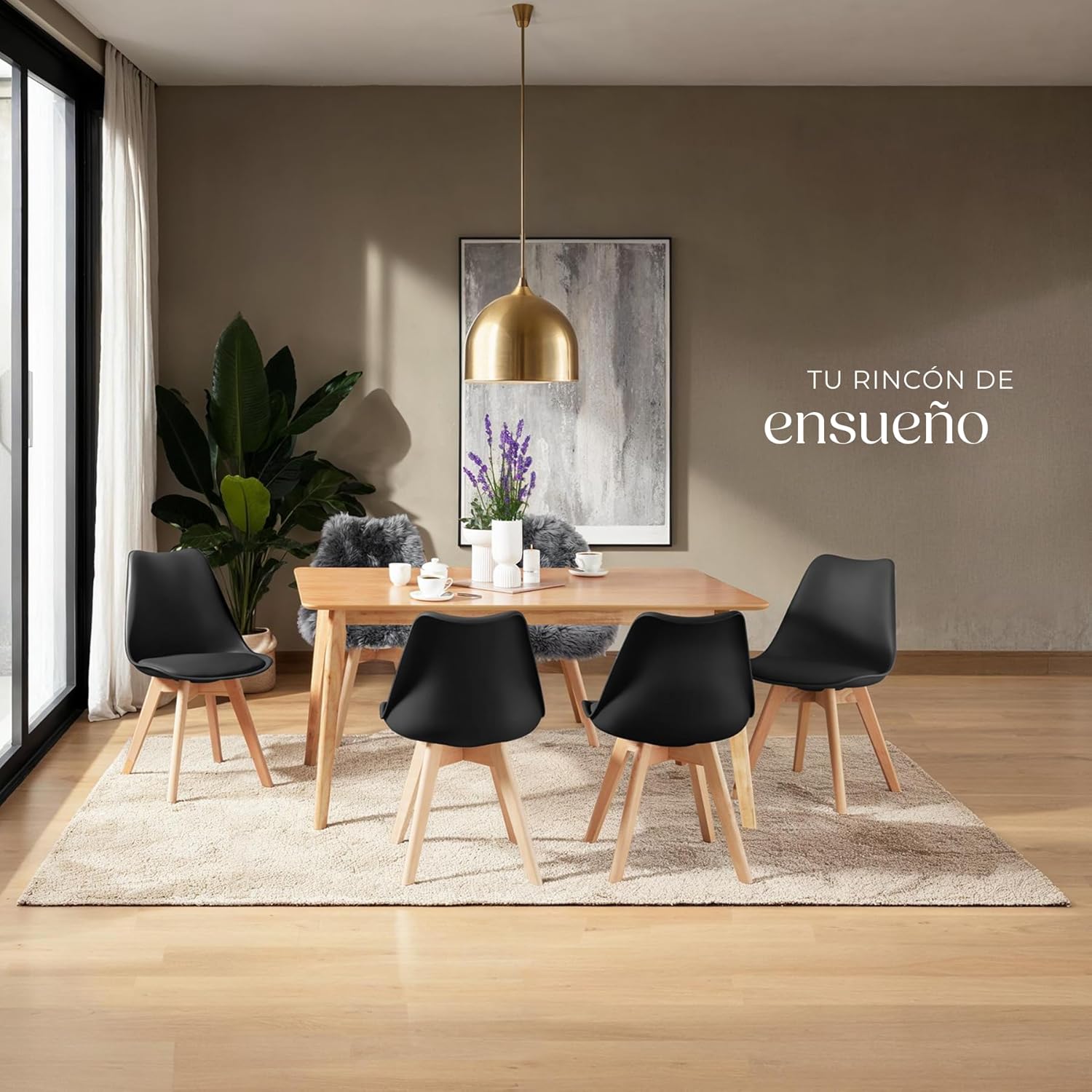 Detalle 2 de tectake Sillas de Comedor set 6 Negro