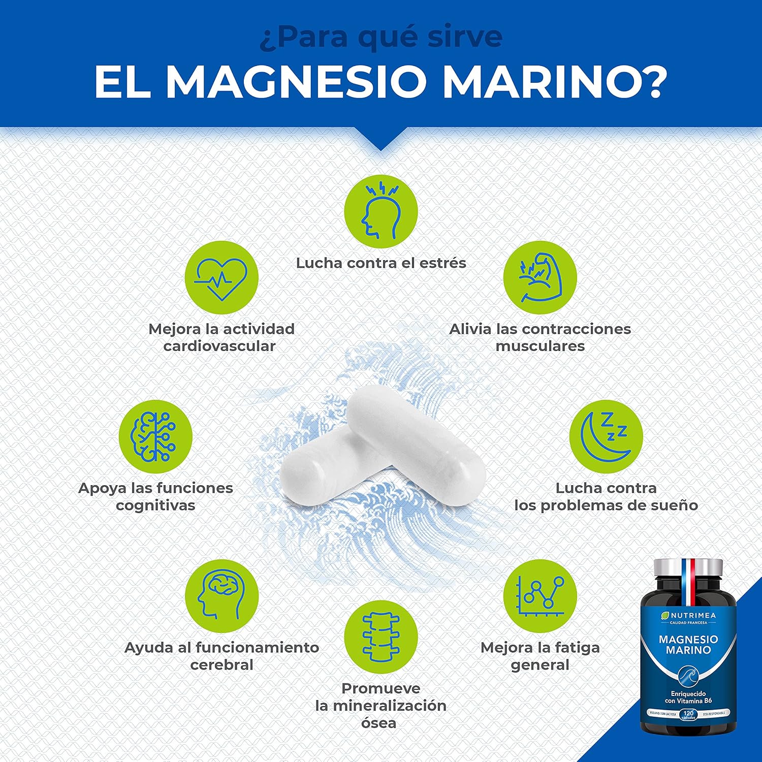 Detalle 2 de Magnesio Marino con Vitamina B6 120 cápsulas