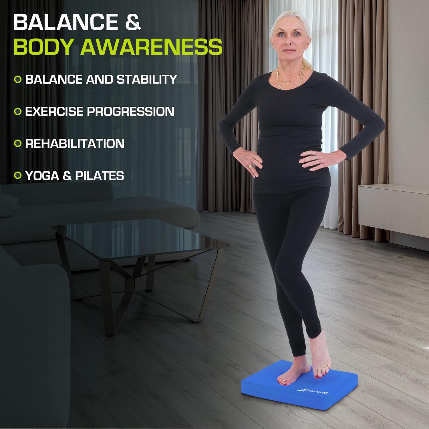 Thumbnail 5 de ProsourceFit Übung Balance Pad mit rutschfestem Schaumstoff & Knieschonern für Fitness, Yoga und Physiotherapie
