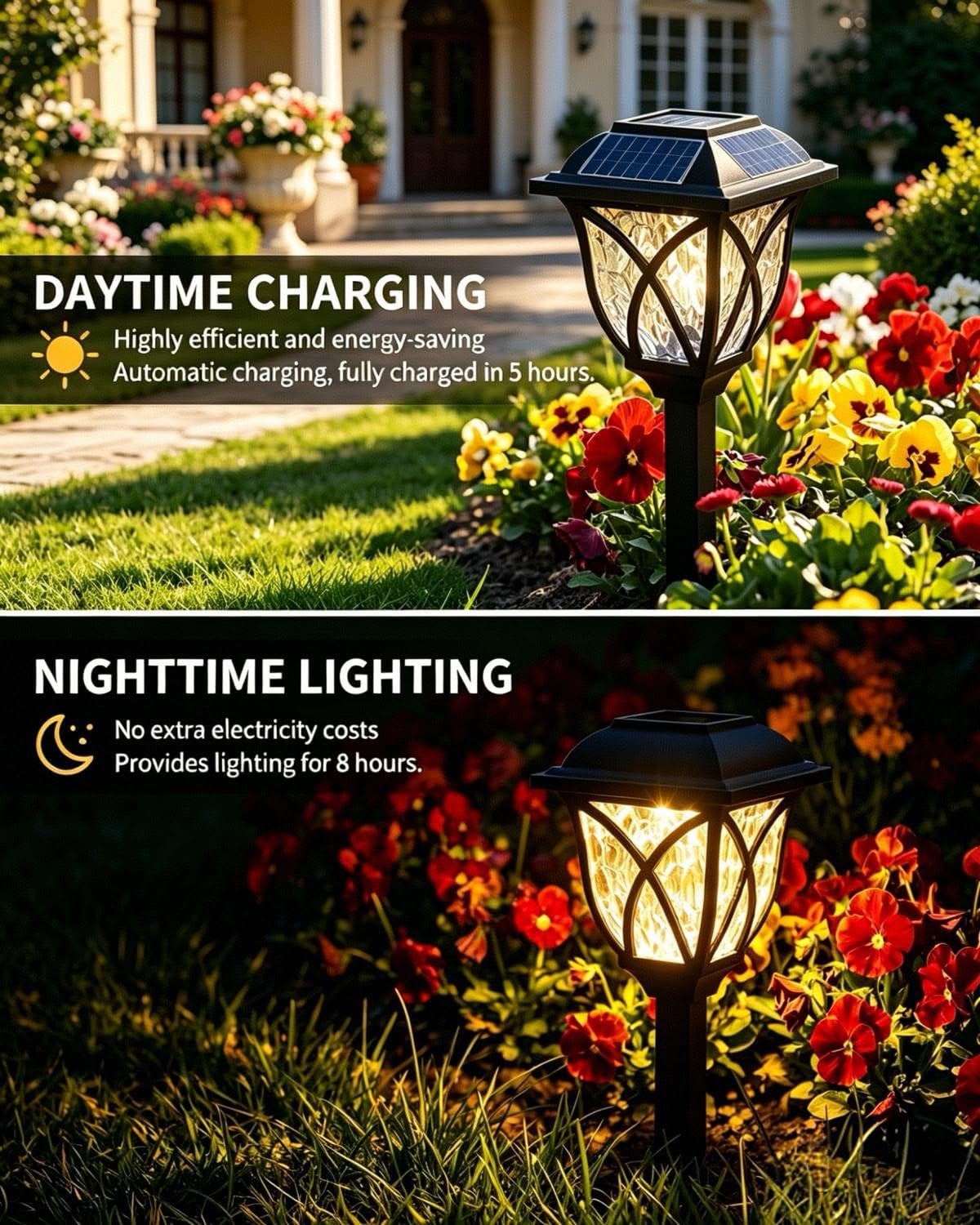 Detalle de tuare 4 Pcs Waterproof LED Solar Outdoor Lights: Auto On/Off Pathway Lamps for Garden and Patio