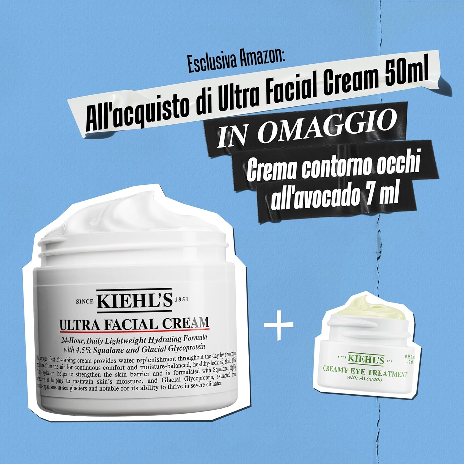 Thumbnail 1 de KIEHL'S Ultra Facial Cream + Contorno Occhi all'Avocado 7 ml – Set Idratante per Tutti i Tipi di Pelle