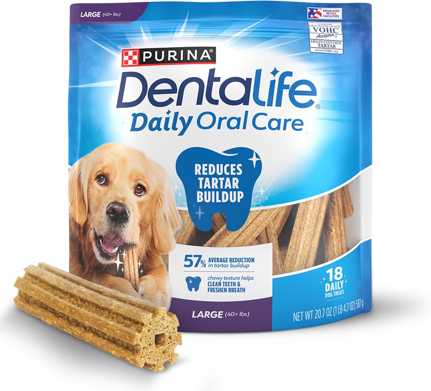 Detalle de Dentalife Daily Dental Chews for Large Dogs, 18 ct Pouch (Purina Dentalife)