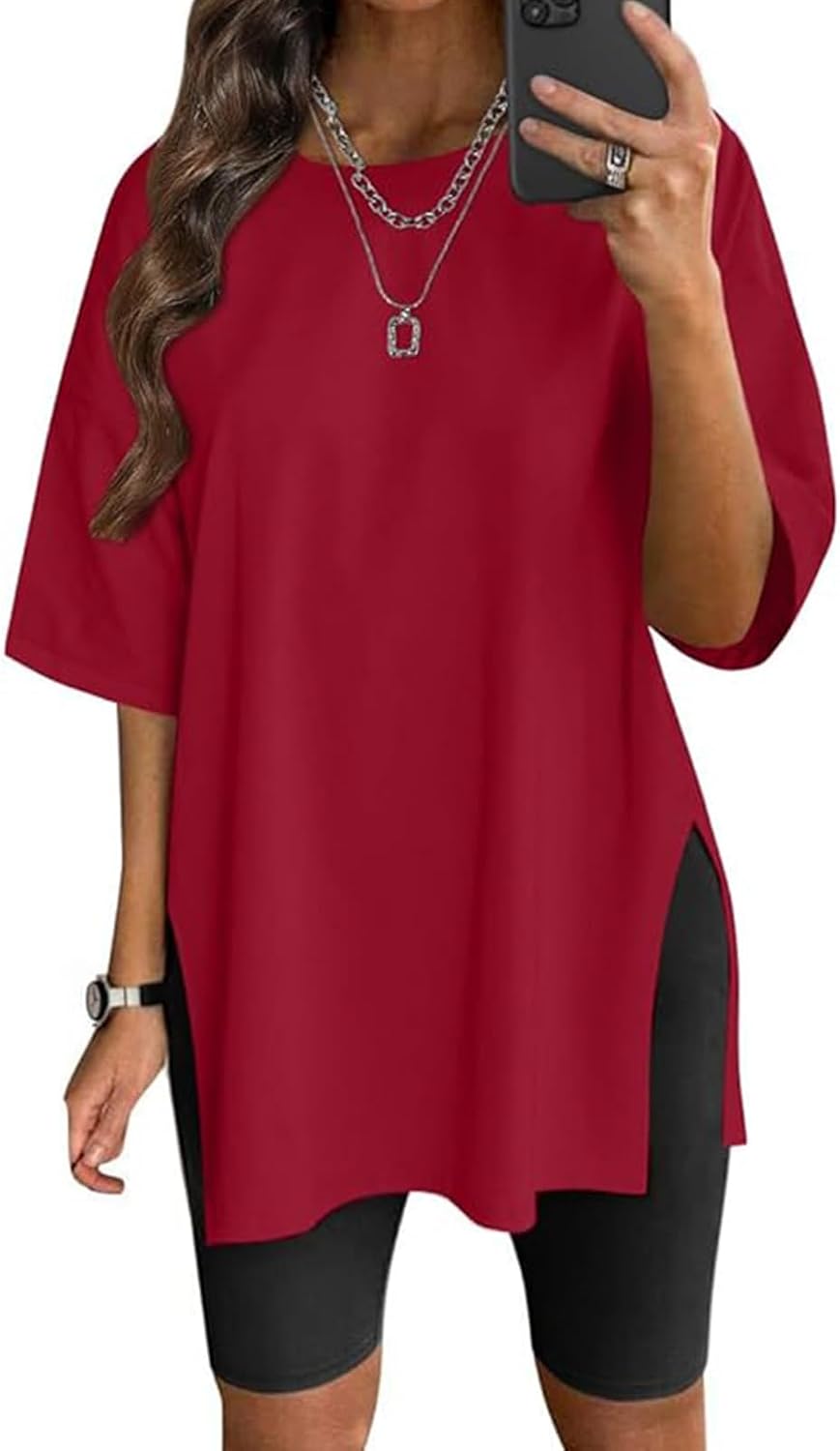 Thumbnail 6 de Damen Oversized T-Shirt Große Größen mit Seitenschlitz