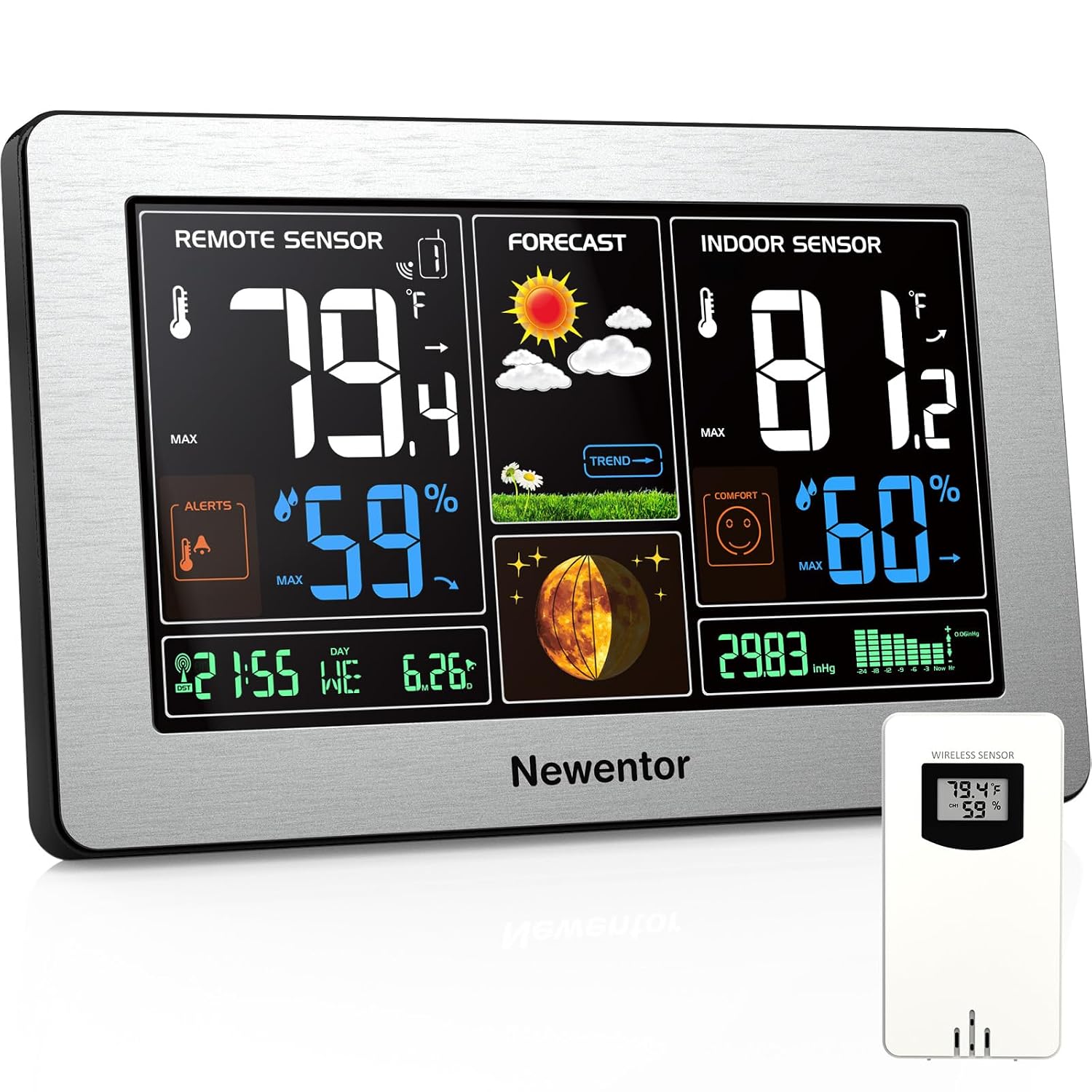 Thumbnail 6 de Newentor Weather Station Indoor Outdoor Thermometer