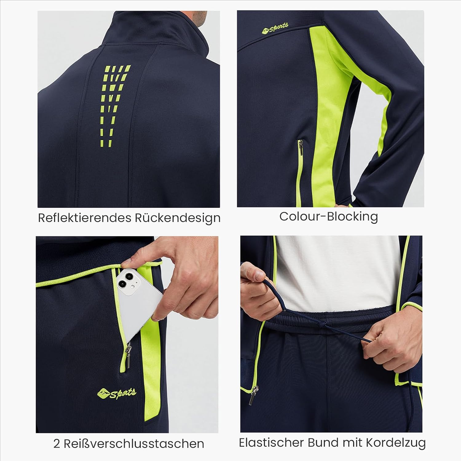 Detalle de Rdruko Jogginganzug Herren Set – Trainingsanzug Langarm für Fußball, Gym