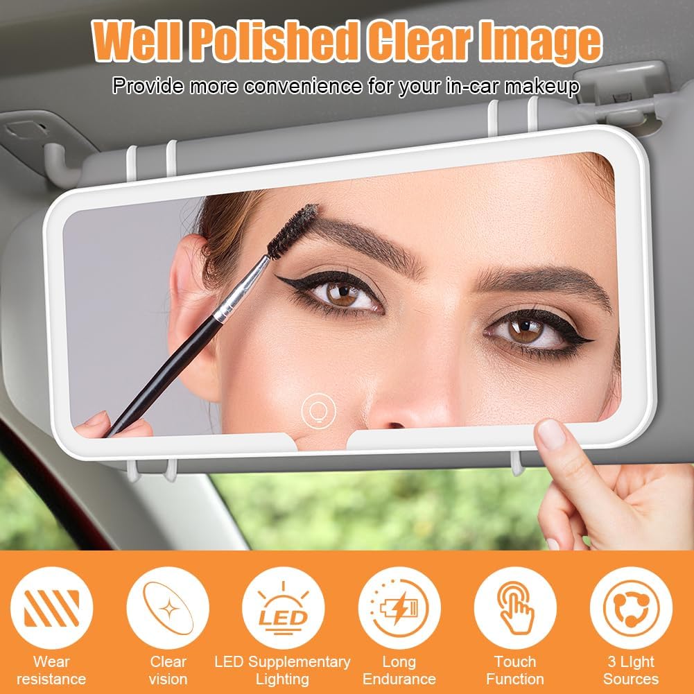 Thumbnail 2 de Adiwo Specchio cosmetico a LED ricaricabile per auto con touch screen e 3 modalità luce