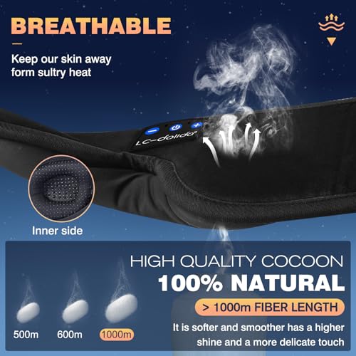 Detalle 2 de LC-dolida Bluetooth Sleep Eye Mask Headphones with 16+ Hour Battery and Total Blackout