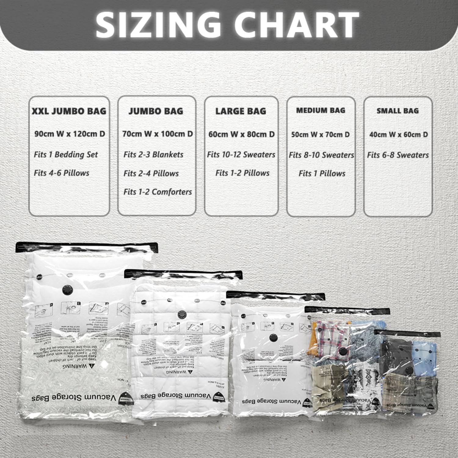 Thumbnail 4 de Vacuum Storage Bags 8 Large with Hand Pump – Space Saver for Clothes, Bedding and More