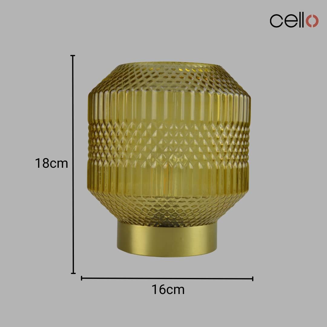 Thumbnail 2 de Cello Lighting Oriental Lantern Medium Amber Glass Cordless Table Lamp (Battery-Operated)
