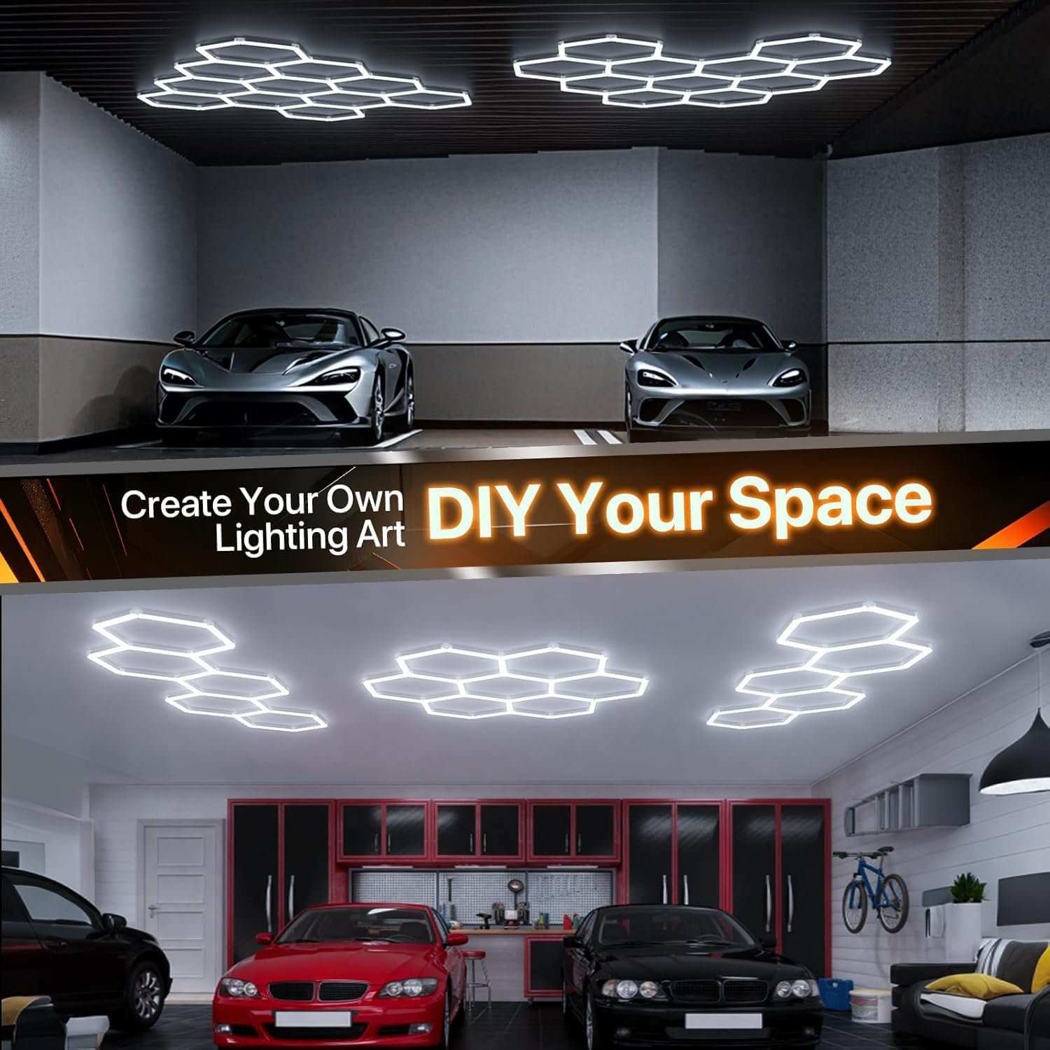 Thumbnail 2 de HEXALVX Hgl-led-hex-4pk Hexagon Garage Lights, 6500K Linkable LED Panels