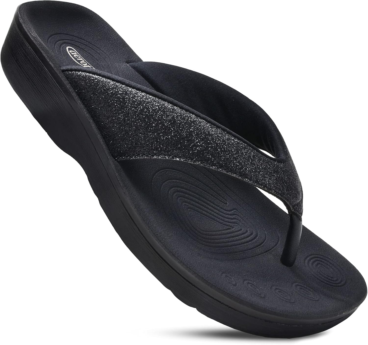 Detalle de AEROTHOTIC Comfy Flip Flops for Women with Arch Support: Orthotic Footbed, Padded Straps, and Non-Slip Sole