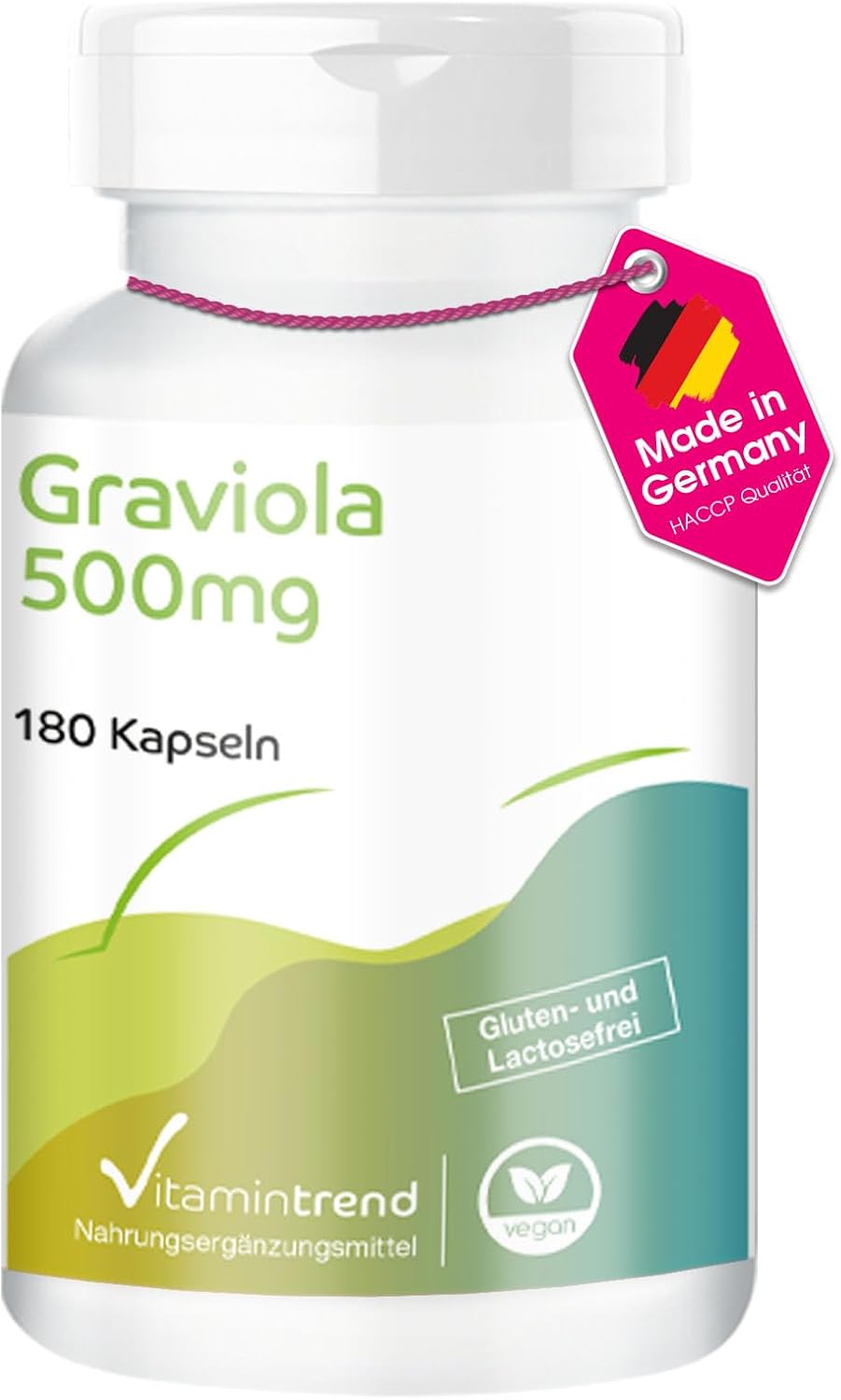 Detalle de Graviola hochdosiert 500 mg – 180 Kapseln | Veganes Nahrungsergänzungsmittel aus Graviola-Frucht