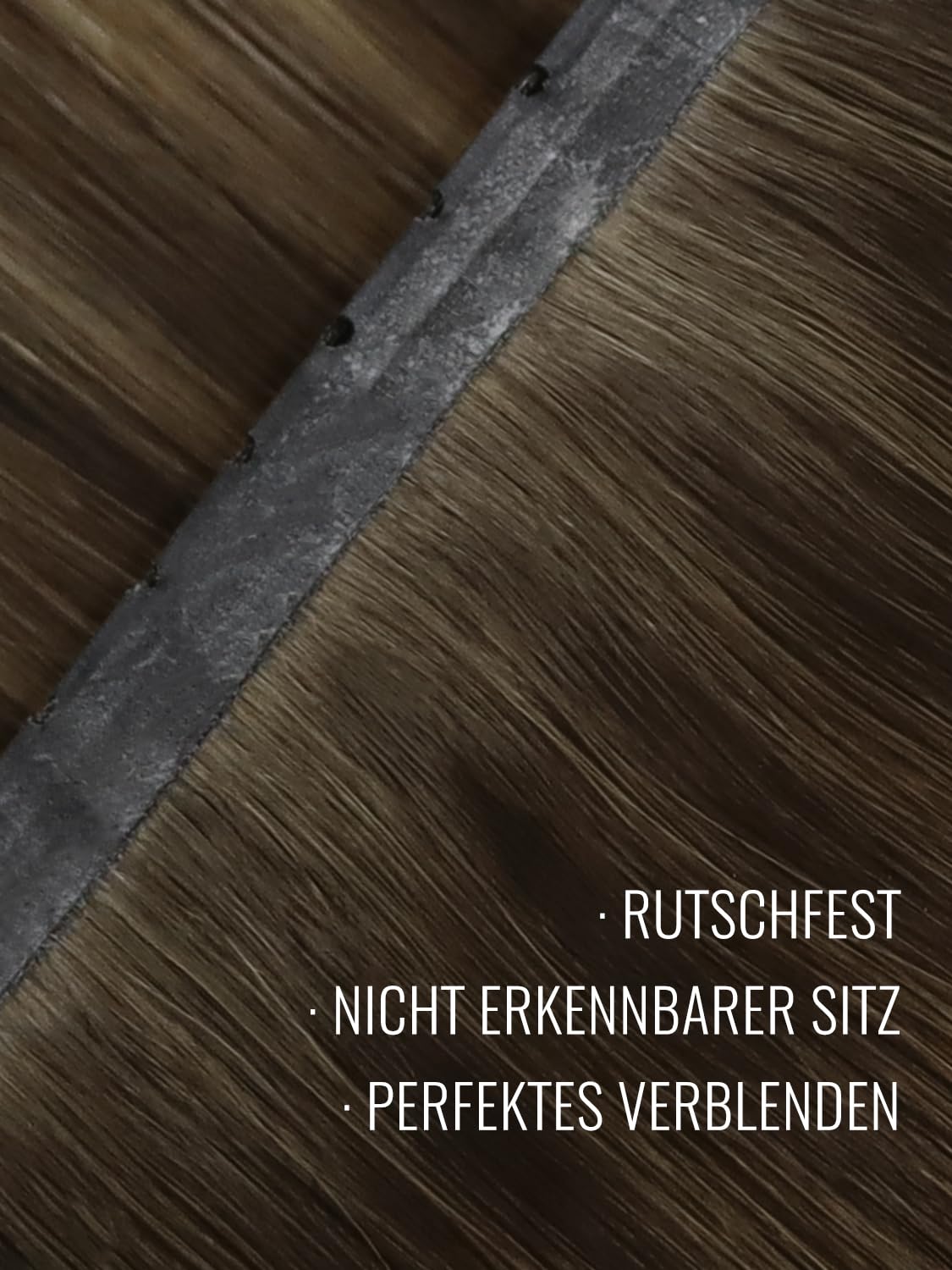 Detalle de Fshine Extensions Echthaar Tressen Mittelbraun mit Hellblonden (55 cm, 50 g) – Butterfly-Weft für schmerzfreie Installation