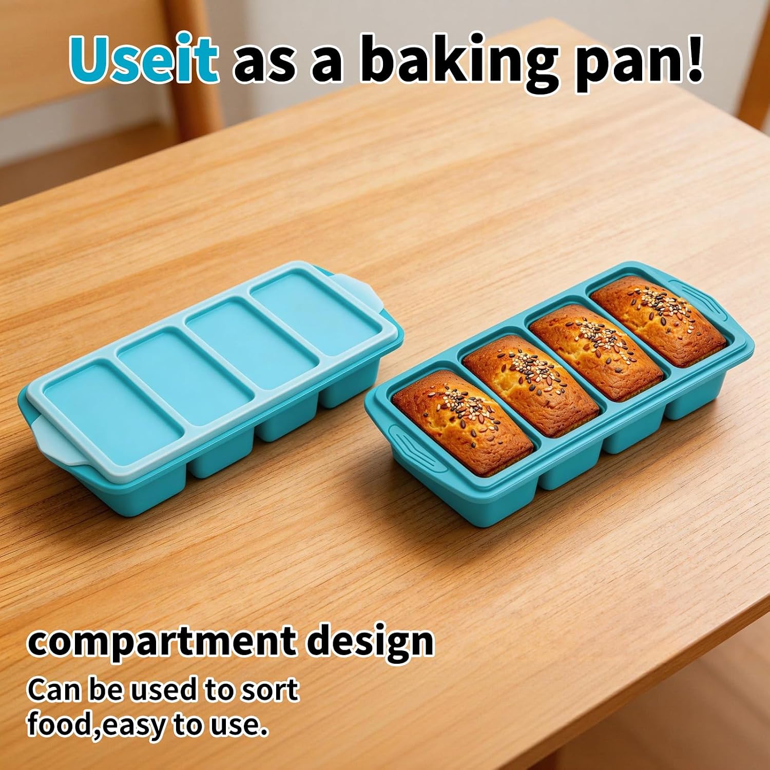 Thumbnail 1 de Souper Cubes: Silicone Freezer Moulds with Lids, 4-Compartment 1L Containers