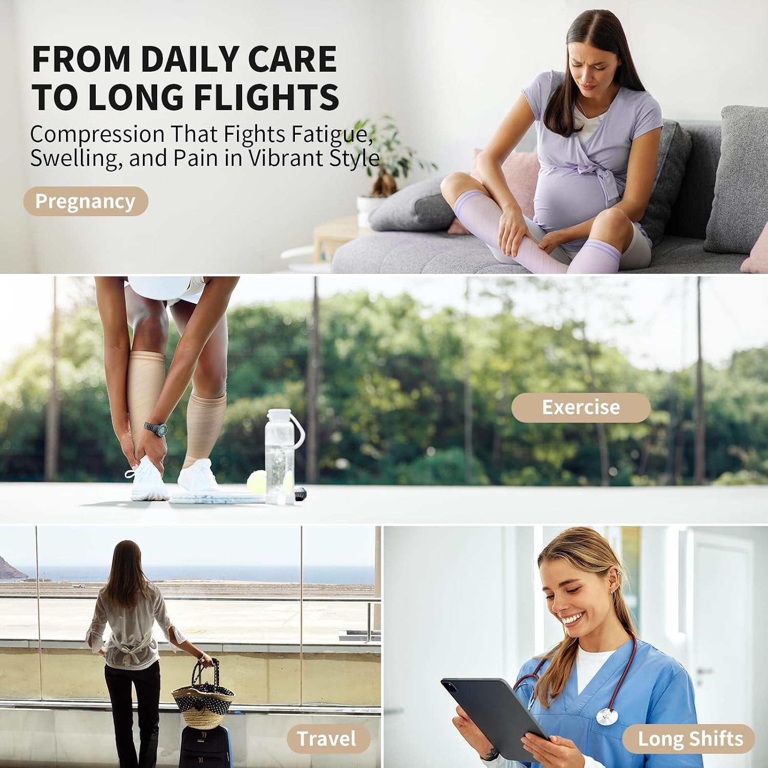 Thumbnail 6 de CAMBIVO Compression Socks for Men and Women – 3-Pair Pack (20-30 mmHg) for Flight, Running, Pregnancy & Daily Support