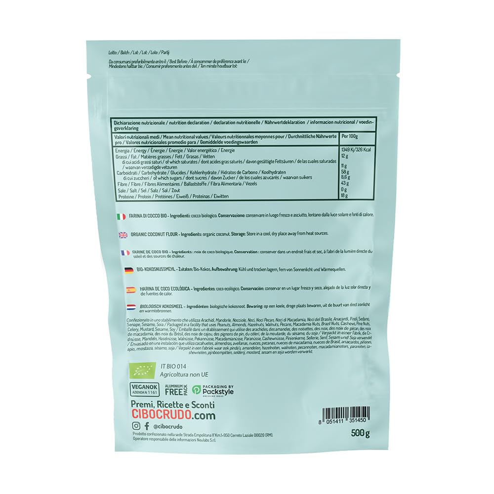 Detalle 2 de Kokosmehl Bio Low Carb für Keto – 500 g