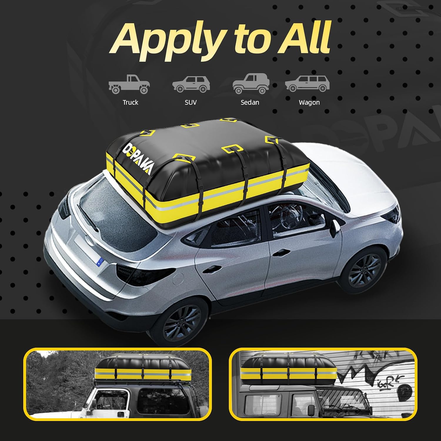 Detalle 2 de Car Rooftop Cargo Carrier Bag – 100% wasserdicht, 1000D Heavy Duty, 594 L Volumen