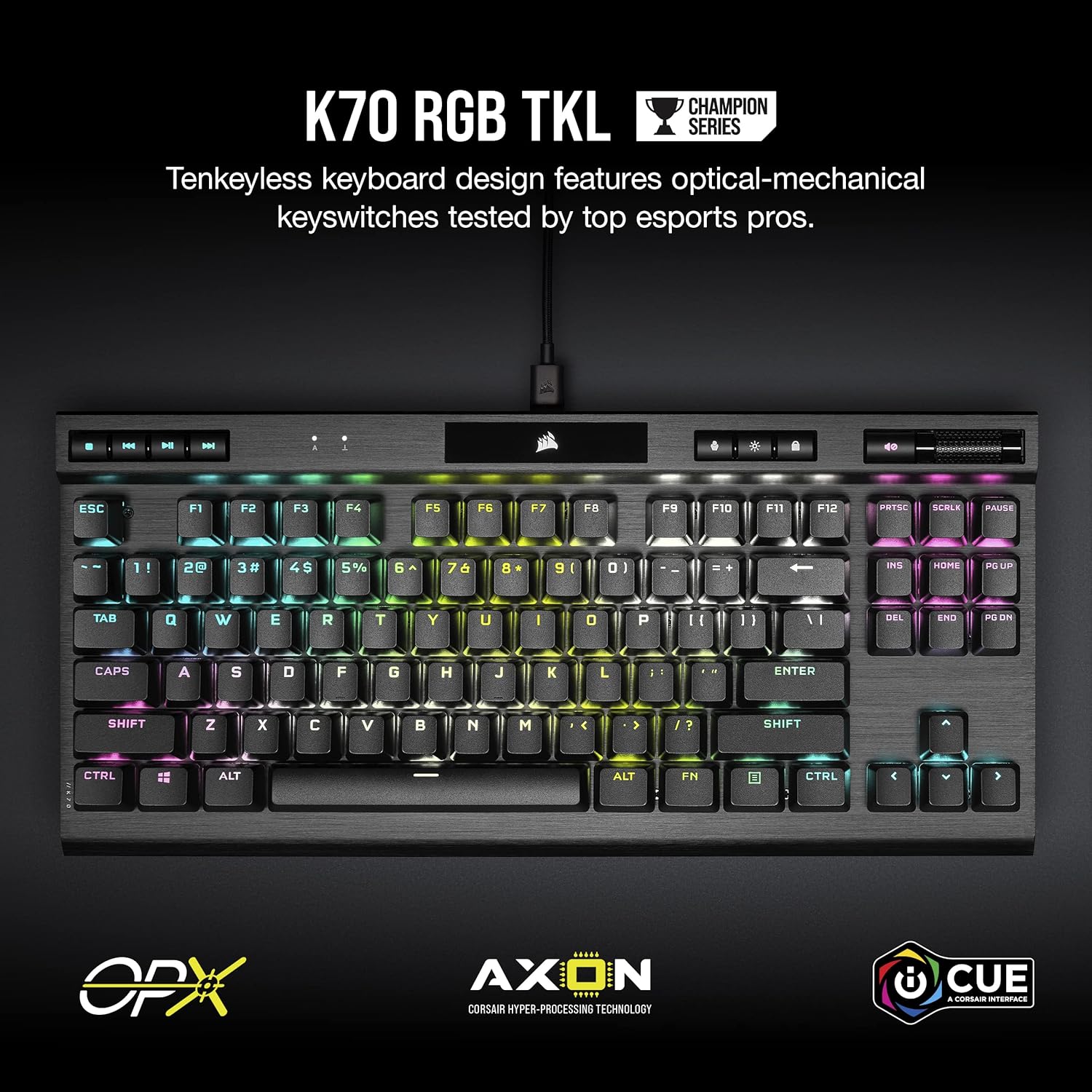 Thumbnail 1 de Corsair K70 RGB TKL Champion Series Optical-Mechanical Keyboard (UK Layout)