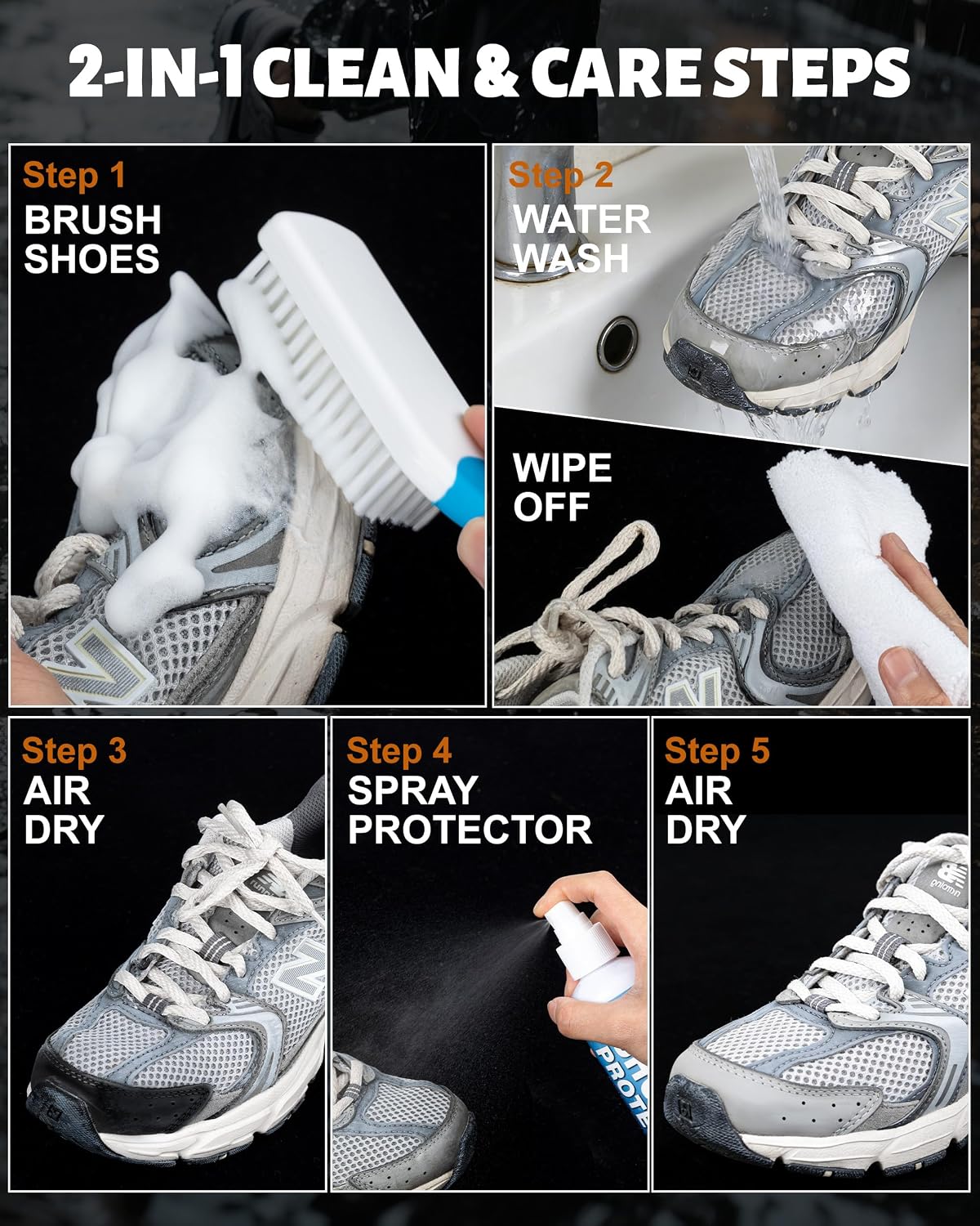 Detalle 2 de Jevvu Shoe Cleaner: 2-in-1 Cleaning Foam and Protective Spray Kit
