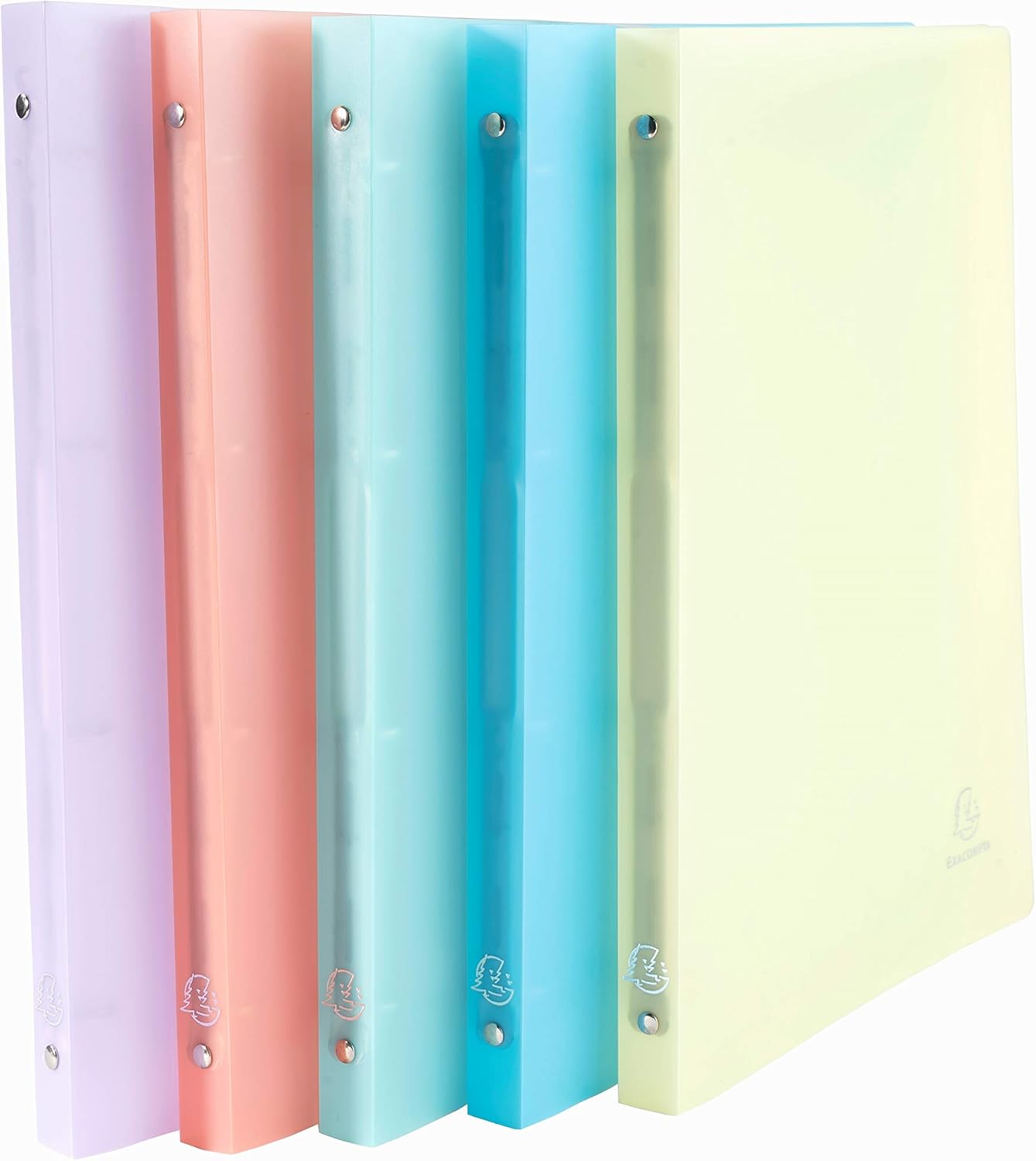 Exacompta 51170E - Lot de 5 classeurs souples Chromaline pastel, A4, 4 anneaux 15 mm, 320 x 250 mm