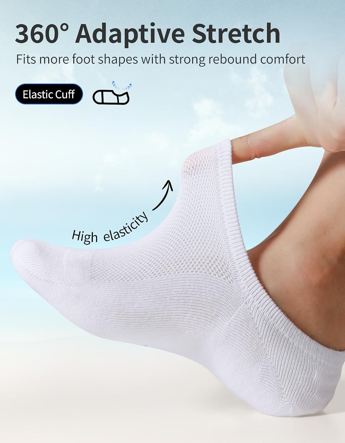 Detalle de CLOSEMATE Mens Trainer Socks: Non-Slip Invisible No Show Cushioned Low Cut Socks (6 Pairs)