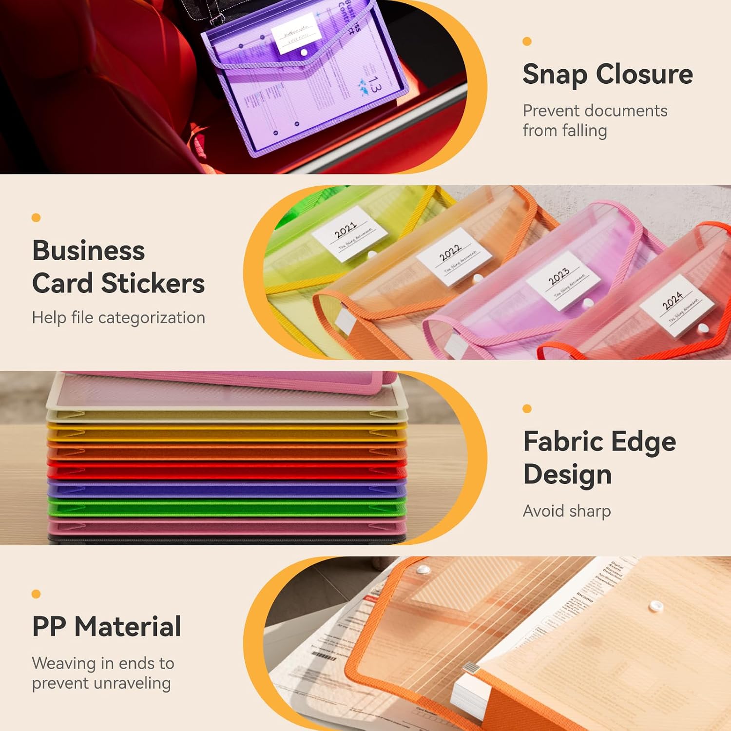 Thumbnail 3 de ABC life Plastic Wallets A4 – 8 Pcs Large-Capacity Document Folders in Assorted Colours