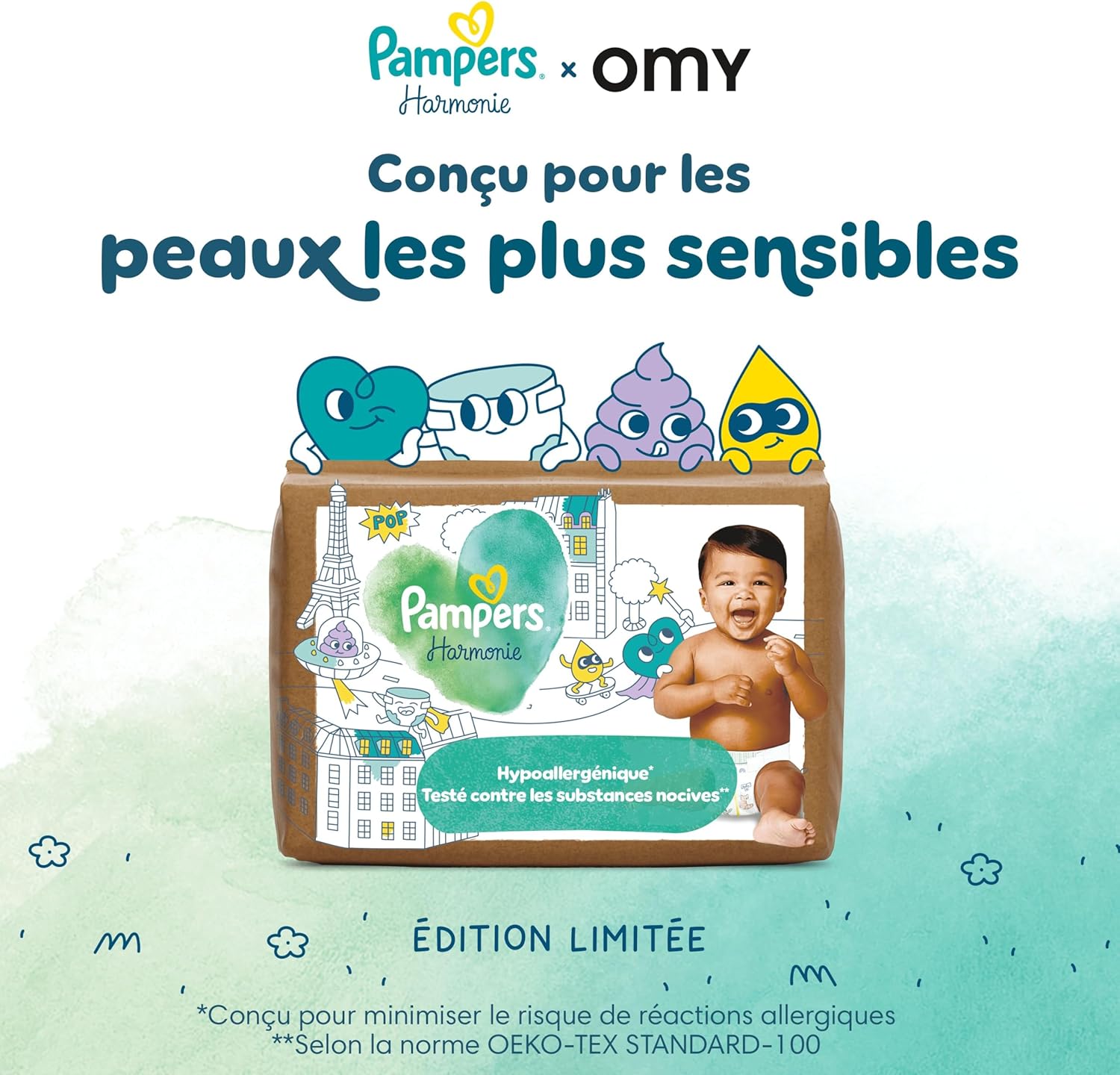 Detalle de Pampers Harmonie Couches Édition Limitée – Taille 6, 120 couches, pour peaux sensibles
