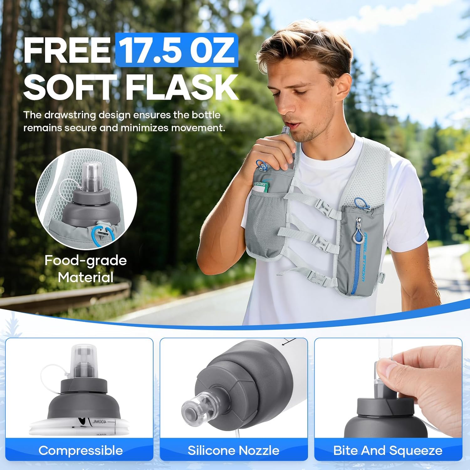 Thumbnail 4 de Maelstrom Running Vest for Women and Men — Adjustable, Lightweight Hydration Vest with 500ml Soft Flask