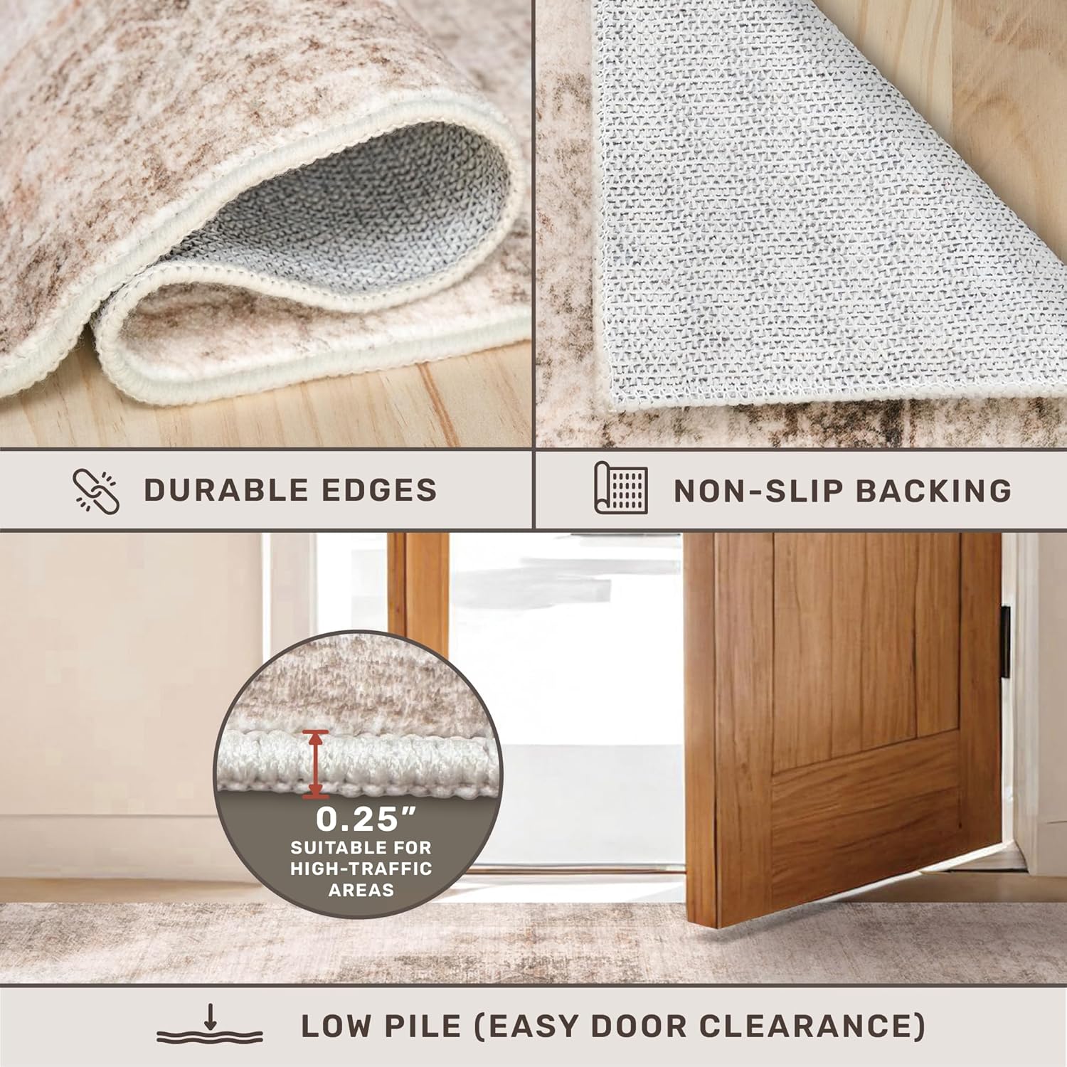 Thumbnail 4 de Hazo Haus Farmhouse 8x10 Area Rug: Washable, Stain-Resistant & Non-Slip for Modern Living