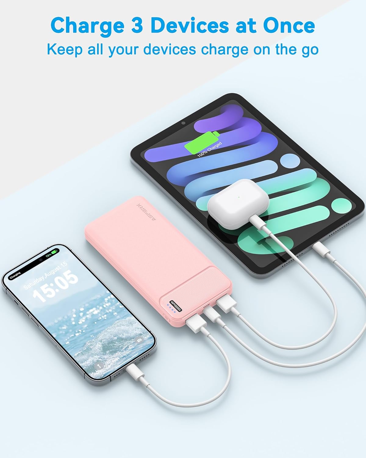 Thumbnail 3 de AsperX 2-Pack 10000mAh Power Bank with USB-C In/Out and Dual USB-A Ports