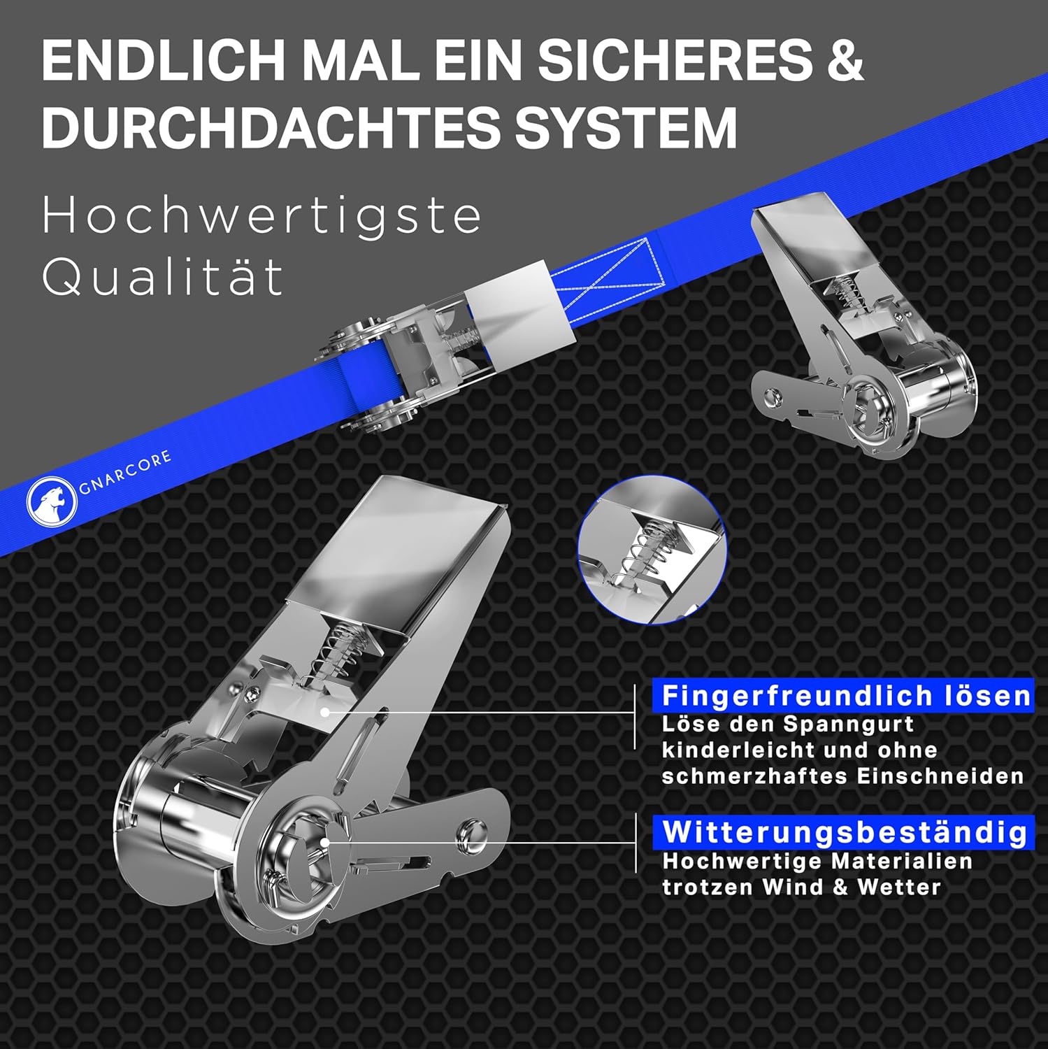 Thumbnail 2 de Gnarcore wetterfeste Basic Spanngurte mit Ratsche 4m/6m – 300 kg Zugkraft