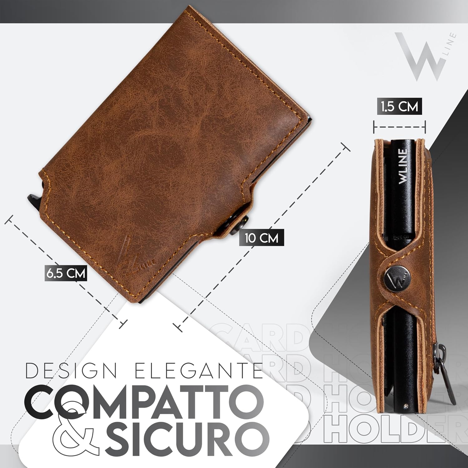 Detalle 2 de WLine Portafoglio Uomo Slim con Portamonete RFID 1,5 cm