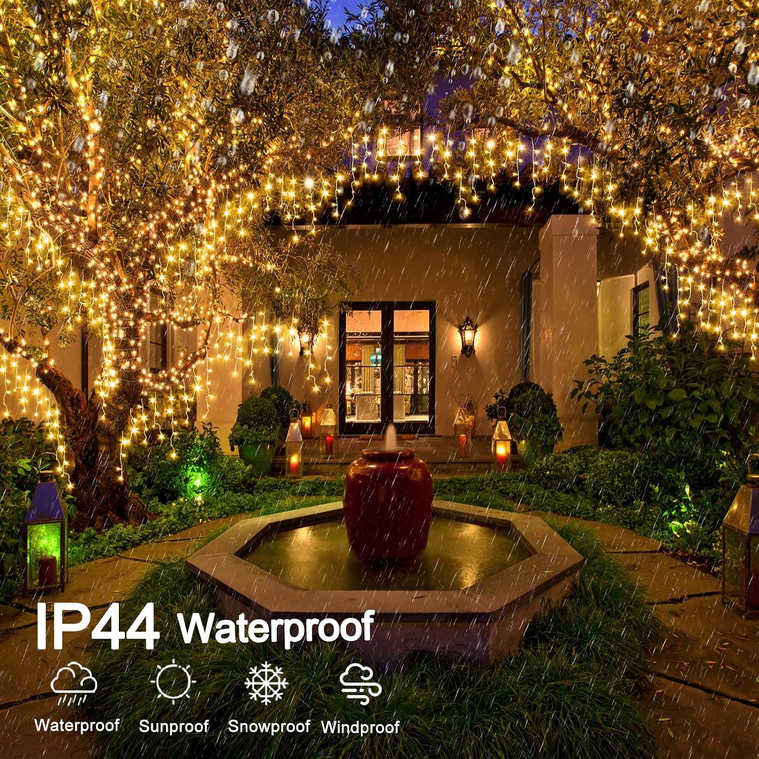 Detalle de Nielfoi BG-CL3M3-306L01 33ft 400 LED Warm White Icicle Lights