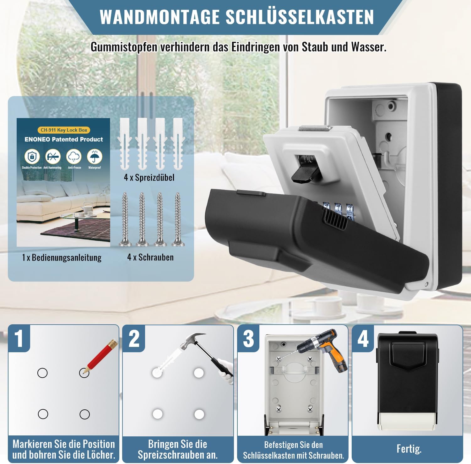 Thumbnail 6 de ENONEO Schlüsseltresor mit Zahlencode, 4-stellig