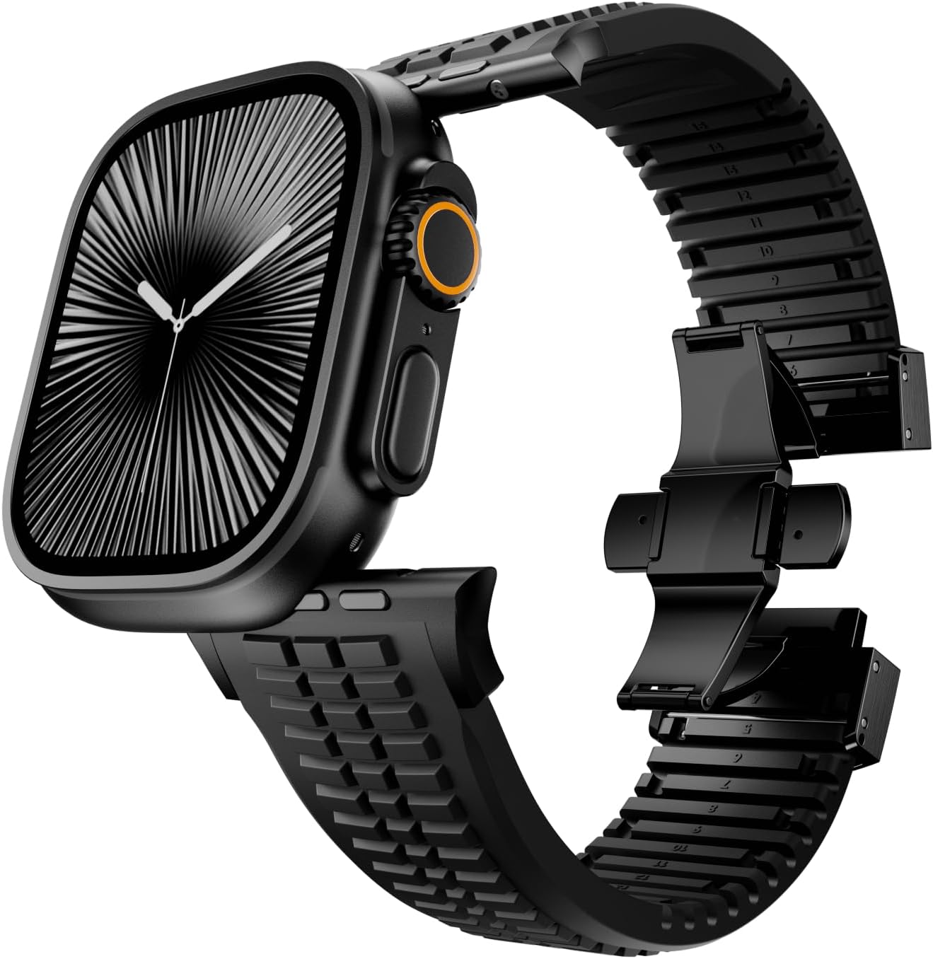 Detalle 2 de VKEOO modern silicone watch band for iWatch Ultra 2 / Ultra & Series 10–7 (44mm–49mm) with folding buckle