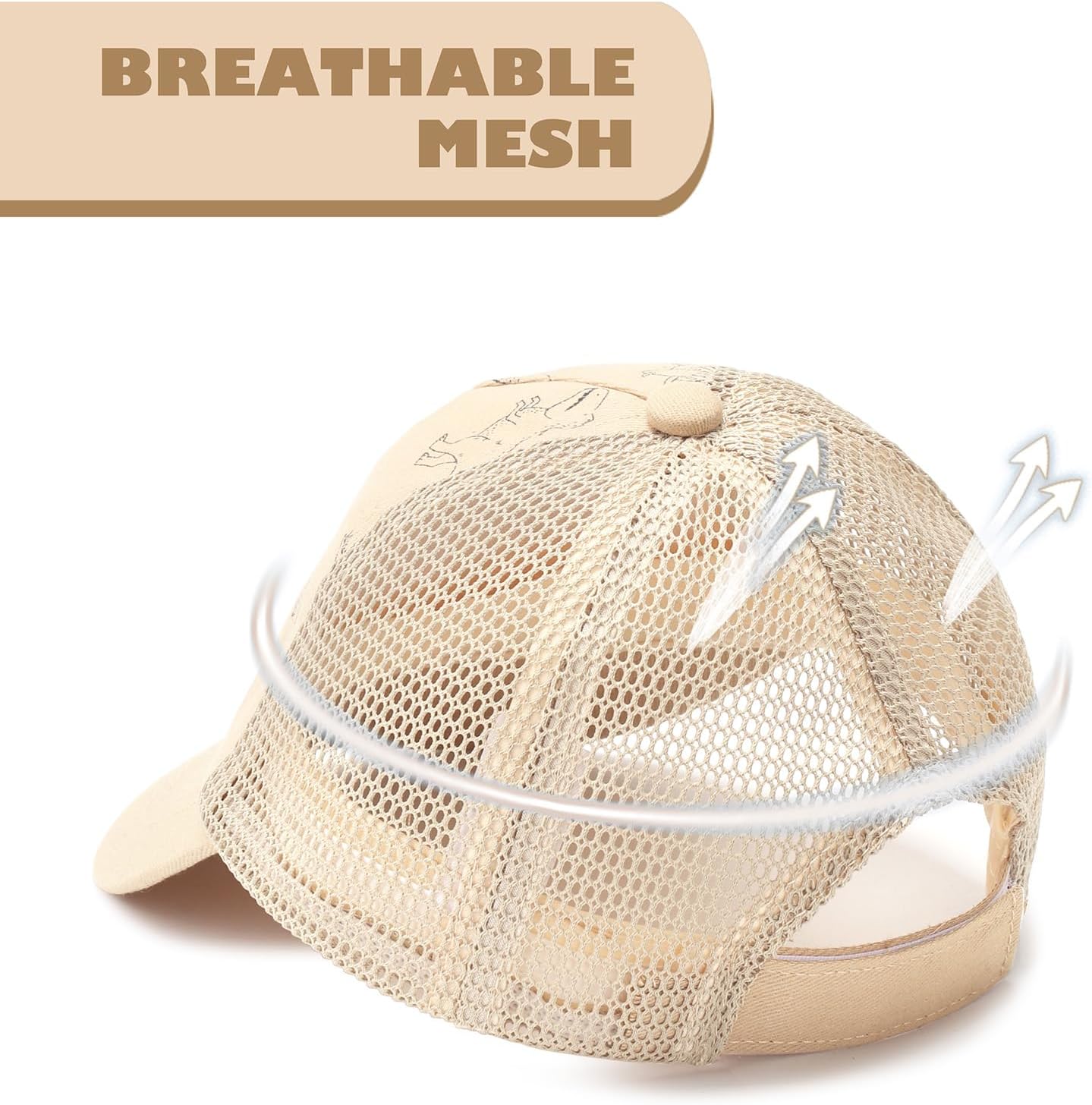 Thumbnail 3 de DRESHOW toddler baseball cap with dinosaur print sun hat (cotton & polyester, mesh back)